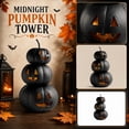 thumbnail image 3 of Halloween Lit Stacked Hammered Jack-O'-Lantern Decoration – 3-Tier Light-Up Halloween Indoor/Outdoor Fall Decor with Happy Ghost Faces – Cute Pumpkin Tower for Porch Tabletop, 3 of 6
