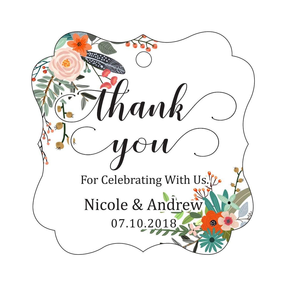 Darling Souvenir Custom Names Thank You For Celebrating With Us Wedding