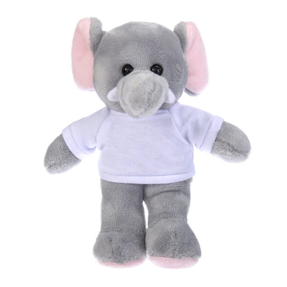 Plushland 8 Inch Floppy Elephant with Tee Plush Stuffed Animal Personalized Gift - Custom Text on Shirt - Great Present for Mothers Day, Valentine Day, Graduation Day, Birthday