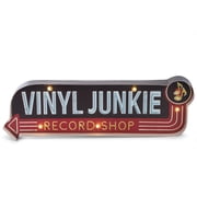 Bey-Berk International WD503 Vinyl Junkie LED Lighted Metal Sign - Multi Color