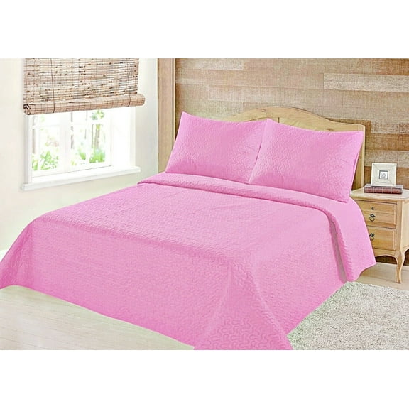 MIDWEST MODREN 1900 COUNT MICROFIBER SOFT TOUCH QUEEN PINK NENA CLOSOUT QUILT BEDDING BEDSPREAD COVERLET PILLOW CASES SET