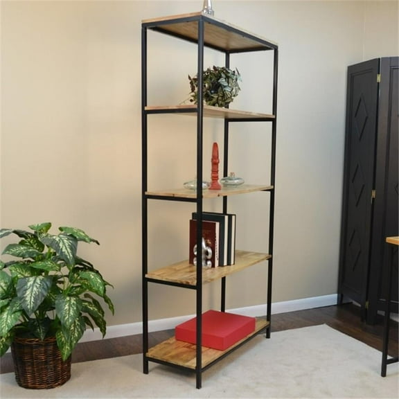 Carolina Classics Isaac Tall Bookcase in Natural Mango and Black