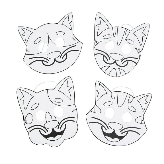 Fun Express Color Your Own Cat Masks - 12 Pieces