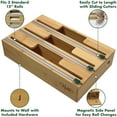 thumbnail image 4 of HELIA Bamboo Kitchen Wrap Organizer | Wall Mounting Solid Bamboo Foil and Plastic Wrap Dispenser with Sliding Cutters | Aluminum Foil and Plastic Wrap Dispenser with Cutter, 4 of 7