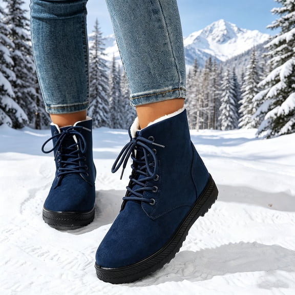 Women Snow Boots Winter Outdoor Boots Thick Fleece Lined Warm Lace Up Non-Slip Thick Sole Comfort Casual Fashion for Daily Leisure Outdoor Travel