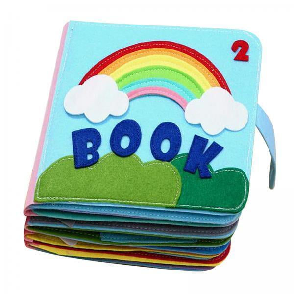 2x Libros silenciosos niñas Libro para Libro de tela suave al y al Hugo Libros de fieltro 3D para niños pequeños