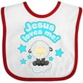 thumbnail image 3 of Inktastic Jesus Loves Me Cute Lamb and Stars Boys or Girls Baby Bib, 3 of 4