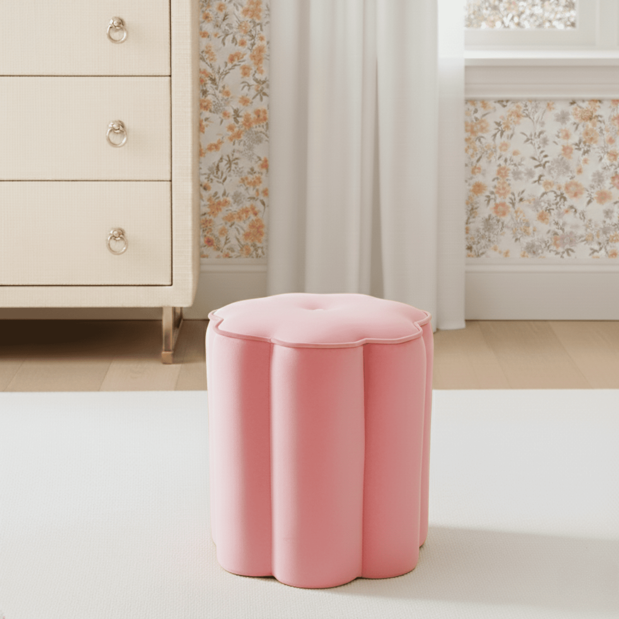Mainstays Kids Flower Petal Ottoman, Pink