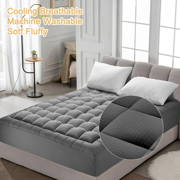 Twin Mattress Pad - Quilted Fitted Mattress Topper Protector with 8-21 Inches Deep Pocket, Breathable Fluffy Soft Bed Cover, Machine Washable, White