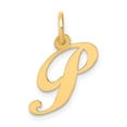 thumbnail image 1 of Diamond2Deal 14K Yellow Gold Small Script Letter P Initial Pendant for Women, 1 of 6