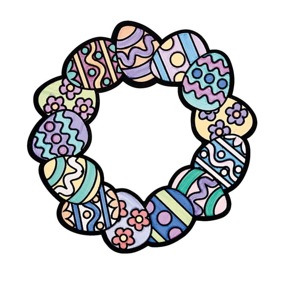 Color Your Own Fuzzy Easter Egg Wreath - Craft Kits - 12 Pieces