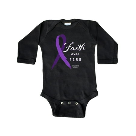 

Inktastic Testicular Cancer Awareness Faith over Fear Gift Baby Boy or Baby Girl Long Sleeve Bodysuit