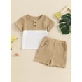 thumbnail image 2 of Suealasg Toddler Boys Clothes 6M 1T 2T 3T Baby Boy 2Pcs Summer Casual Outfits Short Sleeve Contrast Color T-shirt Tops + Elastic Shorts Set, 2 of 7