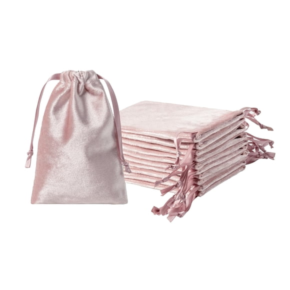 Bolsas de terciopelo con cordón QIANF, 12 unidades, 10 x 15 cm, color rosa