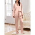 thumbnail image 3 of Avidlove Women Satin Pajama Set Silky Long Sleeve Sleepwear Soft Pj Set Button Down Nightwear S-XXL, 3 of 7