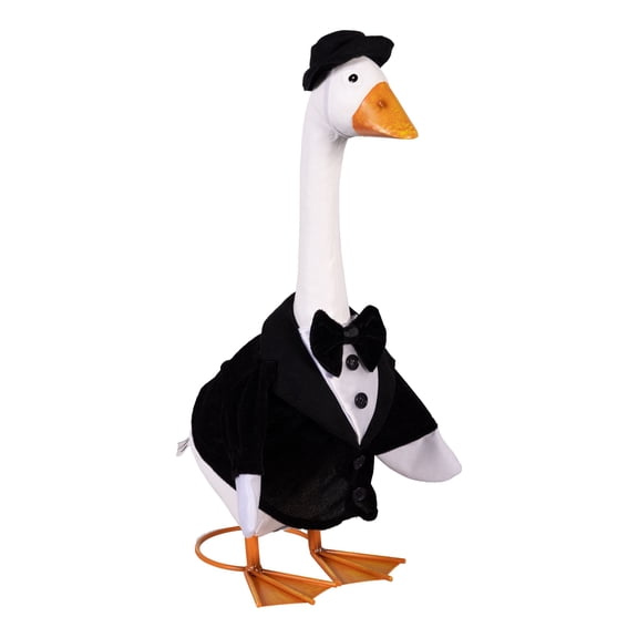 Evergreen Porch Goose Outfit for Giddy the Goose, Groom Decorative Clothes Costume for 21" Garden Geesse Statues, Seasonal Home Dcor