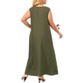 thumbnail image 2 of Casual Solid Round Neck Tank Sleeveless Army Green Plus Size Dresses (Women's), 2 of 4