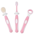 thumbnail image 2 of 3Pcs Cepillo de dientes para bebés Limpiador de lengua para bebés Conjunto de cuidado oral Cuidado dental para bebés de 0-36 meses, sin BPA(Rosado) EOTVIA No, 2 of 8