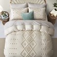 thumbnail image 2 of 3 Piece Tufted Duvet Cover Set, Boho Embroidery Shabb Bedding Set ,Beige, 2 of 6