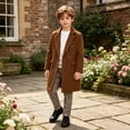thumbnail image 2 of JFTTX Boys Trench Coat Notch Lapel Long Coats for Boys Fall Winter Warm Outerwear with Pockets Size 3-16Y, 2 of 5