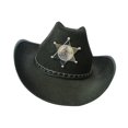 thumbnail image 4 of Kearding Sombrero de vaquero occidental Sombrero para el sol con cuerda Elegante sombrero de para hombres y mujeres Kits de decoración para fiestas Negro, 4 of 6