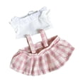 thumbnail image 4 of Ropa para muñecas de 20 cm Perfecl Falda a cuadros y accesorios de manga corta Rosa, 4 of 8