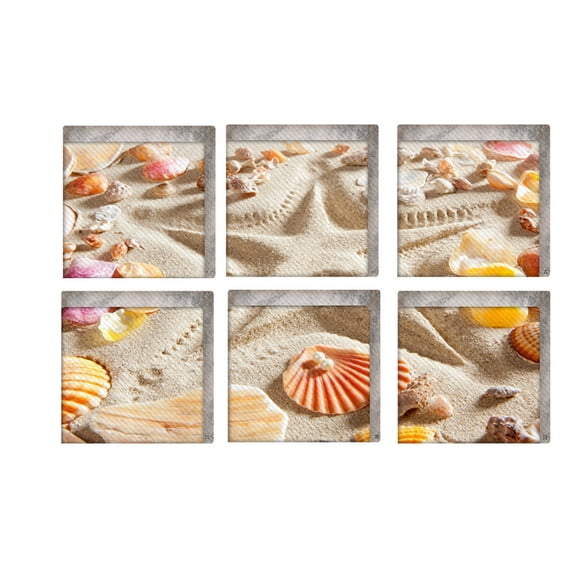 6 Pcs Non slip Bath Treads Stickers with Beach Pattern for Shower and Bathtub Safety