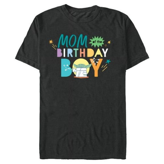 Star Wars Grogu Mandalorian Toon Mom of the Birthday Boy - Short Sleeve Blended T-Shirt for Adults - Customized-Dark Heather