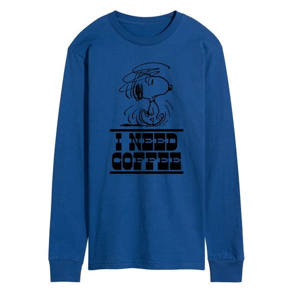 Peanuts - I Need Coffee Snoopy - Men's Long Sleeve Graphic T-Shirt