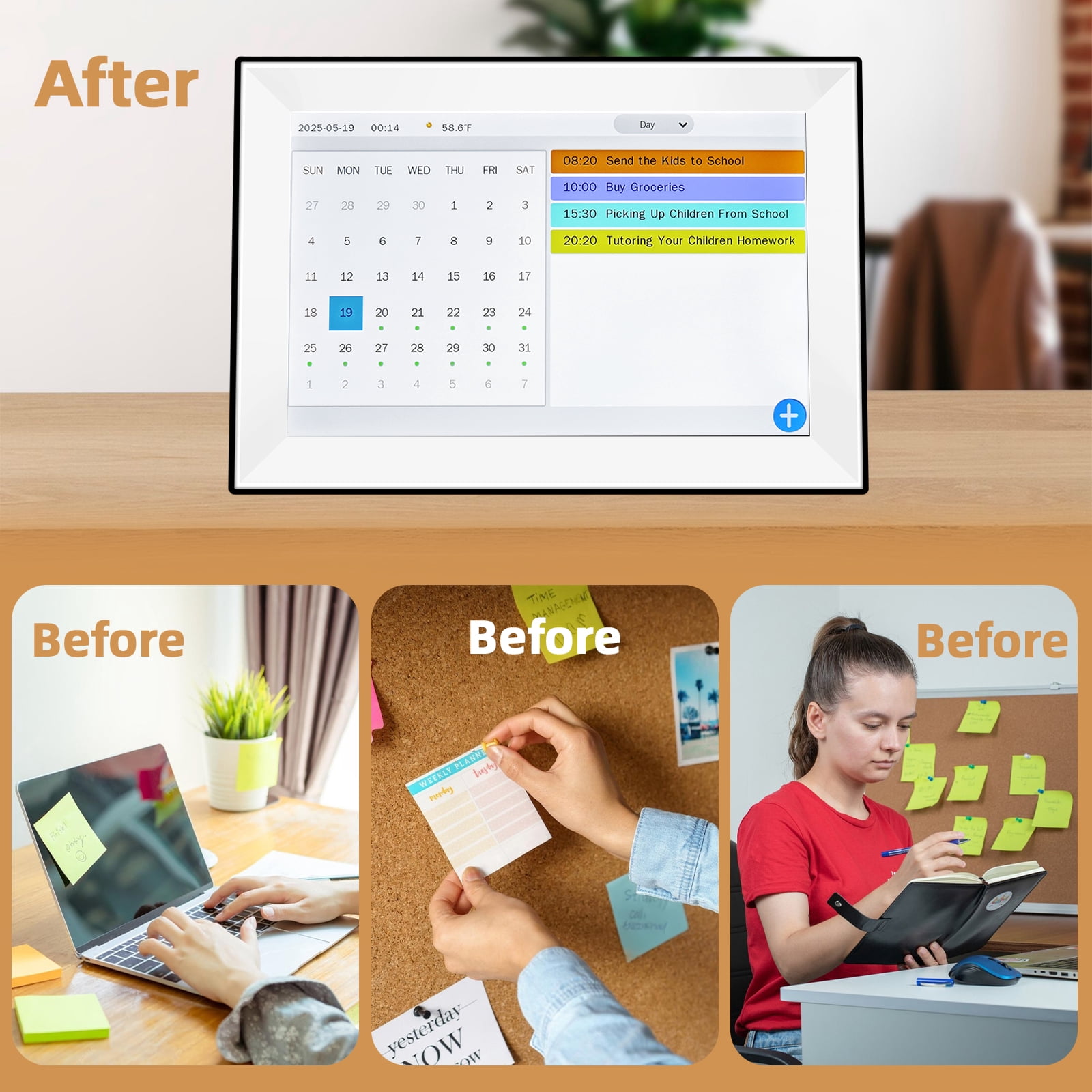 Jazeyeah WiFi Touch Screen Digital 2026 Calendar,Smart Electronic Schedule Planner,to-Do List Display,Digital Clock Mode,Desk Family Calendar(NO APP 10.1 inch White)