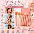 thumbnail image 4 of 9PCS Pink Makeup Brush Set with Travel Case, 8 Professional Cosmetic Brushes for Foundation, Powder, Blush, Eyeshadow & Eyebrow, Portable Makeup Brushes Kit for Women, 4 of 8