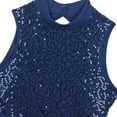 thumbnail image 5 of TSSOE Women's Lyrical Dance Costume Sleeveless Open Back Sequins Leotard Mesh Tulle Overlay Dress Navy_Blue XL, 5 of 7