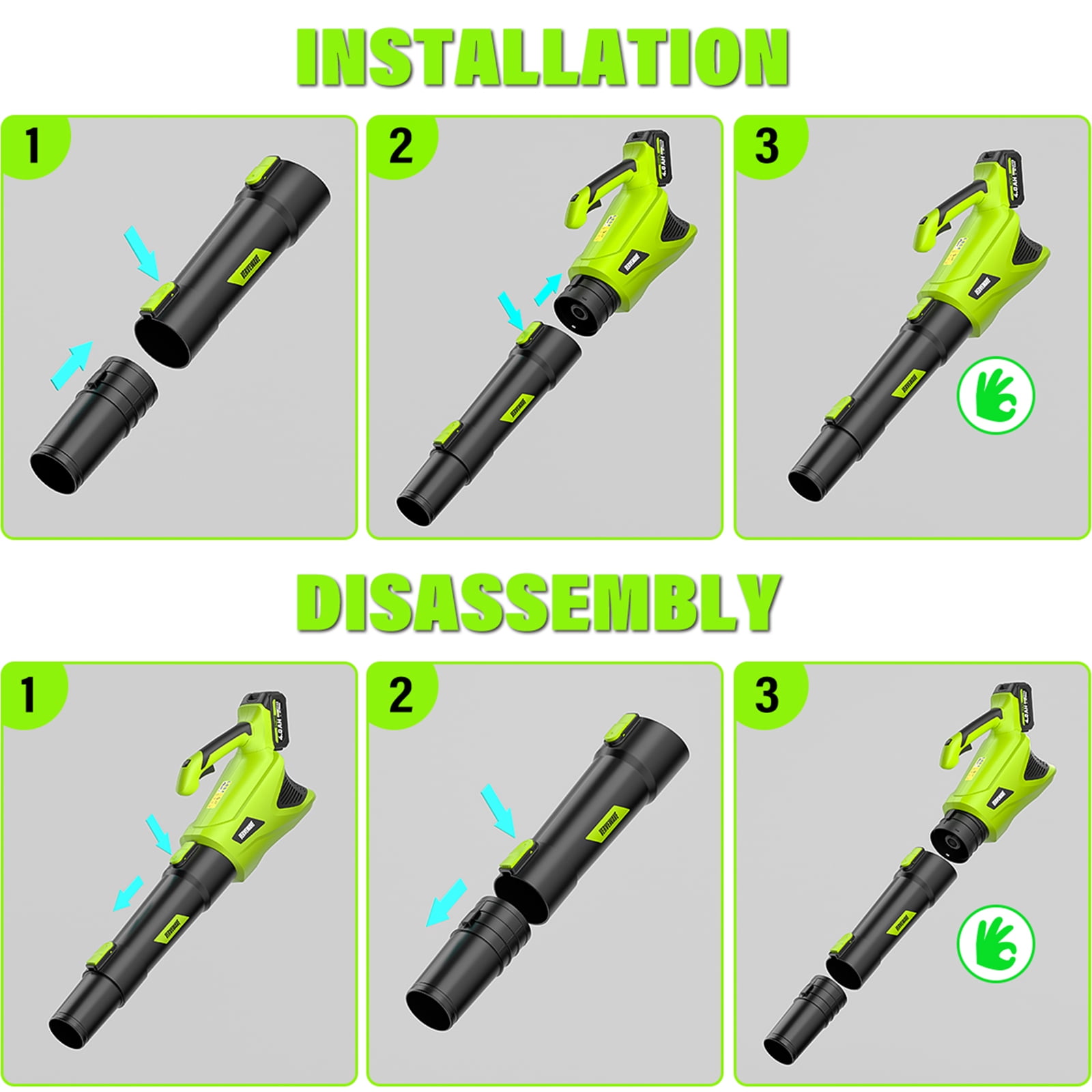 VERVEWAVE Leaf Blower - 580CFM 20V Leaf Blower Cordless with 2 X 4.0Ah Battery & Charger, 5-Speed Dial Electric Blower Handheld, Lightweight Powerful Battery Operated for Lawn Care, Jobsite