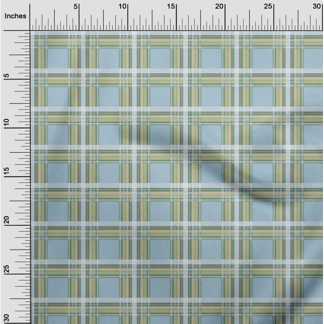 oneOone Cotton Silk Fabric Tartan Check Printed Fabric 1 Yard 42 Inch Wide