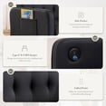 thumbnail image 6 of LAZZO 57" Loveseat Sofa, Faux Leather Tufted Couch with USB Ports and Side Pockets, Black, 6 of 8