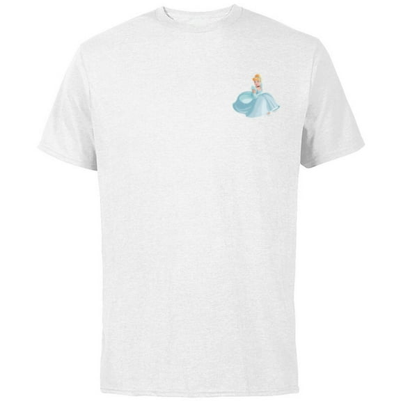 Disney Princess Cinderella Small Print - Short Sleeve Cotton T-Shirt for Adults - Customized-White
