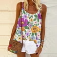 thumbnail image 2 of up to 60% off Gifts wycnly Womens Tank Tops Beach Loose Pleated Swing Strap Vest Ladies Cami Shirts Summer Trendy Floral Print Round Neck Sleeveless Shirts Blouse Green s, 2 of 5