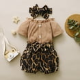 thumbnail image 3 of Baby Boys Girls Gifts 3Pcs Baby Girls Infant Clothing Set Tops Leopard Shorts Outfits Headbands Set Going Out Outfits for Girls, 3 of 9