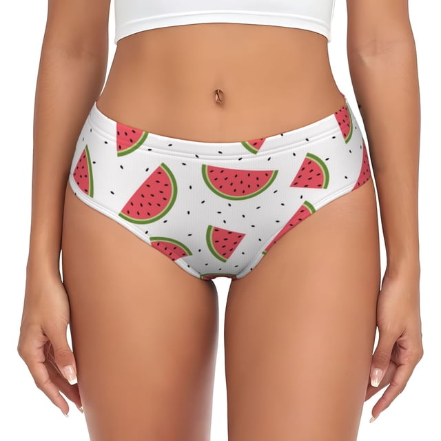Balery Hand Drawn Watermelon Ropa Interior de Algodón para Mujer con Dibujo – Braguitas Cómodas y Elásticas, Estilo Clásico-4X-Large