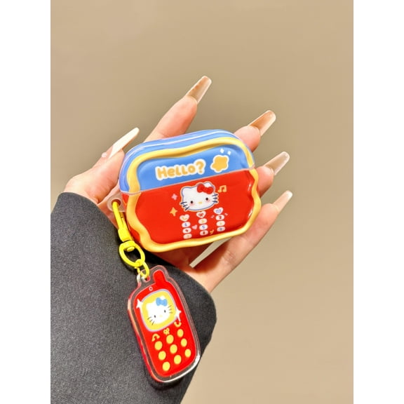 Kawaii Hellokitty Airpods Case, Cute Kitty Cat 3D Cartoon Animals Full Protection Shockproof Soft Silicone Charging Case Cover for Girls Women Kids