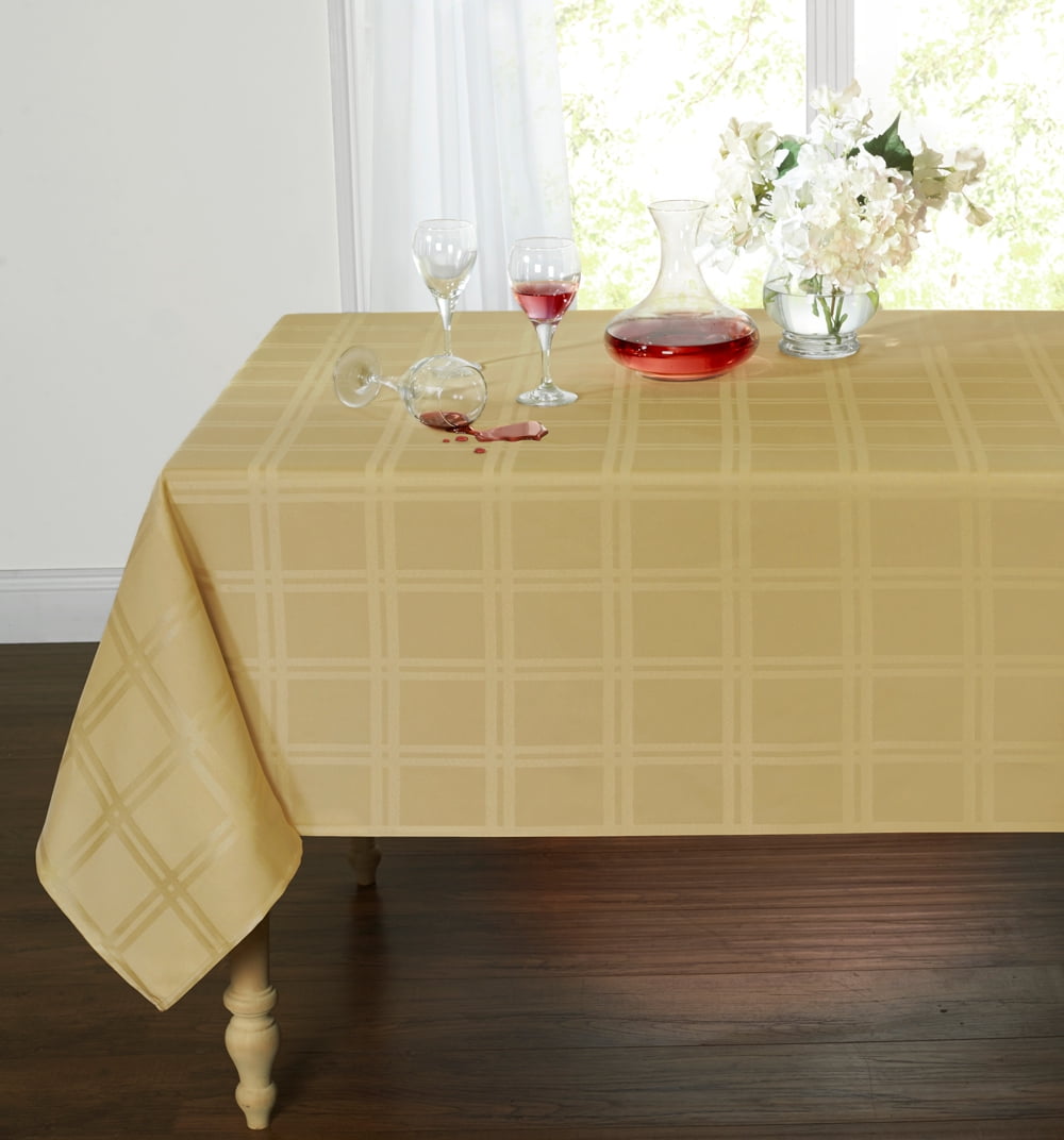 Spill Proof/Stain Resistant Plaid Tartan Fabric Tablecloth (60 in. W x