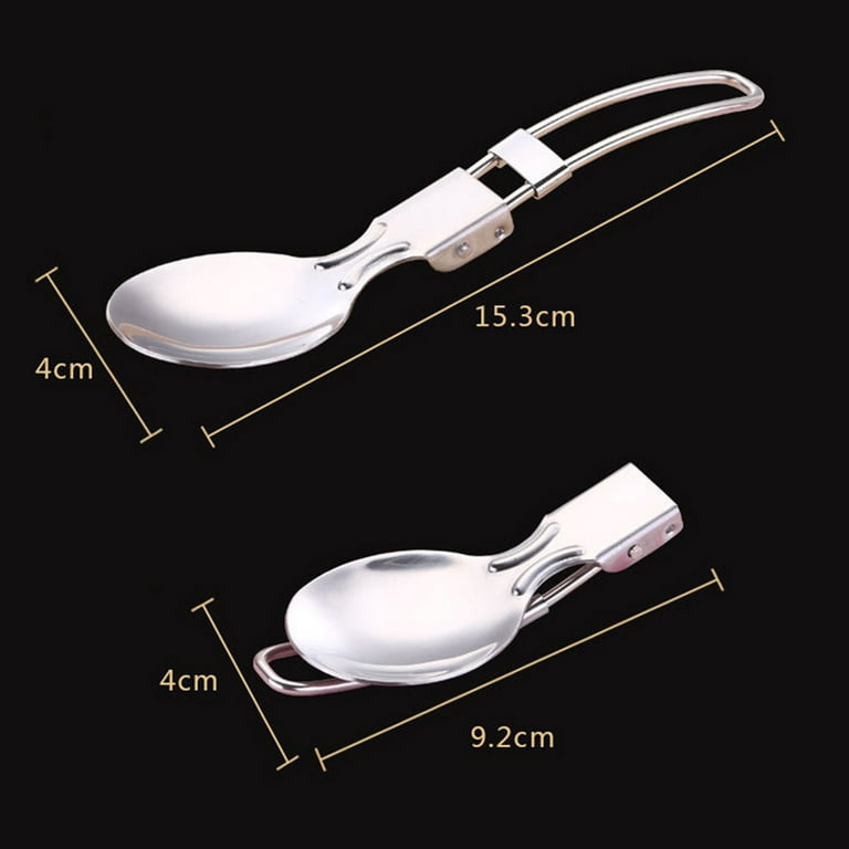 304 Stainless Steel Foldable Spoon Fork Set Student Children Outdoor Travel  Portable Tableware Travel Cutlery Set Spoon Set