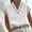 White, variant on POTETI Women Tee Shirt White Cotton Linen Solid Color Casual V Neck Tops Cotton Design Blouses