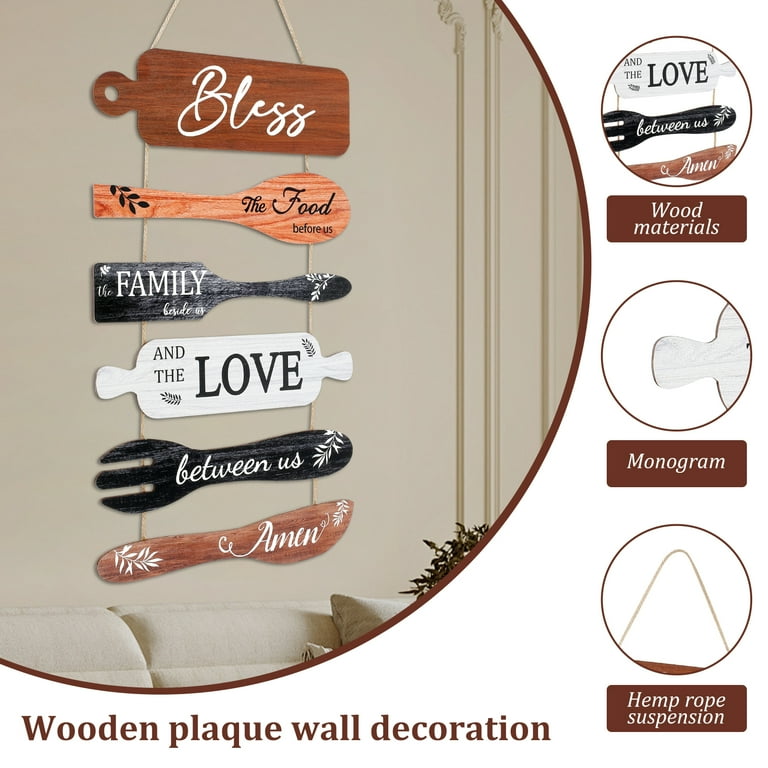Lzvxtym Wooden Bless Farmhouse Kitchen Wall Hanging Sign photo 4