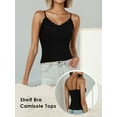 thumbnail image 2 of Anygrew Tank Top for Women with Built in Bra Lace Adjustable Spaghetti Strap Camisoles Ribbed Slim Basic Tops, 2 of 5