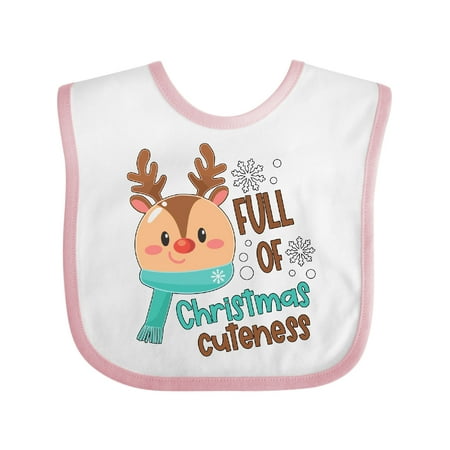 

Inktastic Full of Christmas Cuteness- Reindeer in Scarf Gift Baby Boy or Baby Girl Bib