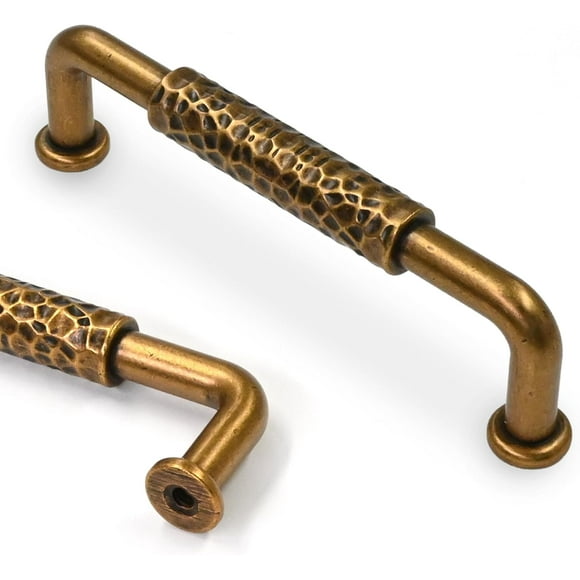 PinesC 10 Pack 3.75 Inch(96mm) Antique Brass Cabinet pulls Kitchen Cabinet Handles, Cabinet Pulls Kitchen Cabinet Hardware for Cupboard Drawer Pulls Antique Brass 3.75" Hole Center