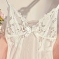 thumbnail image 4 of Levmjia Women Lace Mesh Nightgown Solid Color Spaghetti Strap Deep V Flowy Mini Slip Dress Spring Summer Home Breathable Soft Stretchy Elegant Lingerie Rest, 4 of 6