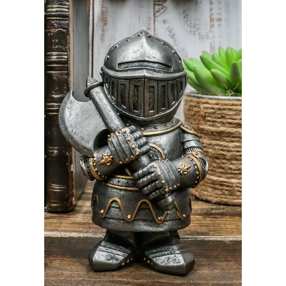 Ebros Dwarf Axeman Medieval Knight of The Cross Templar Crusader Figurine 4.5" H
