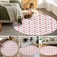 thumbnail image 6 of Sweet Bows Washable Round Area Rug 3 ft, Pink Bow Red Cherry Pink Theme, Soft Non Slip Rugs Stain Repellent Indoor Felt Carpet for Living Dining Room Bedroom Home Office, 6 of 9